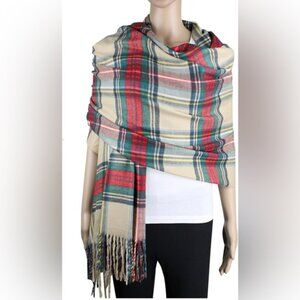 MXSOLD Cashmere Feel Oversized Tartan Plaid Checked Scarf